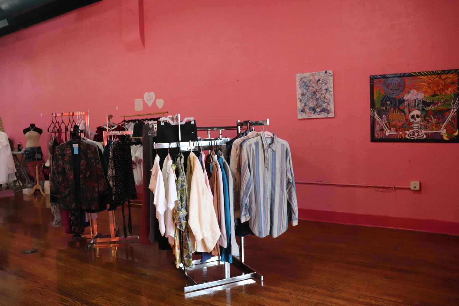 A long open wall with room for work or hanging art
